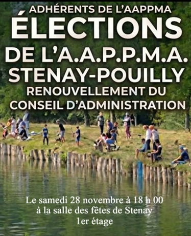 Elections du conseil d'administration de l'AAPPMA Stenay-Pouilly le samedi 28 novembre à 18 h
